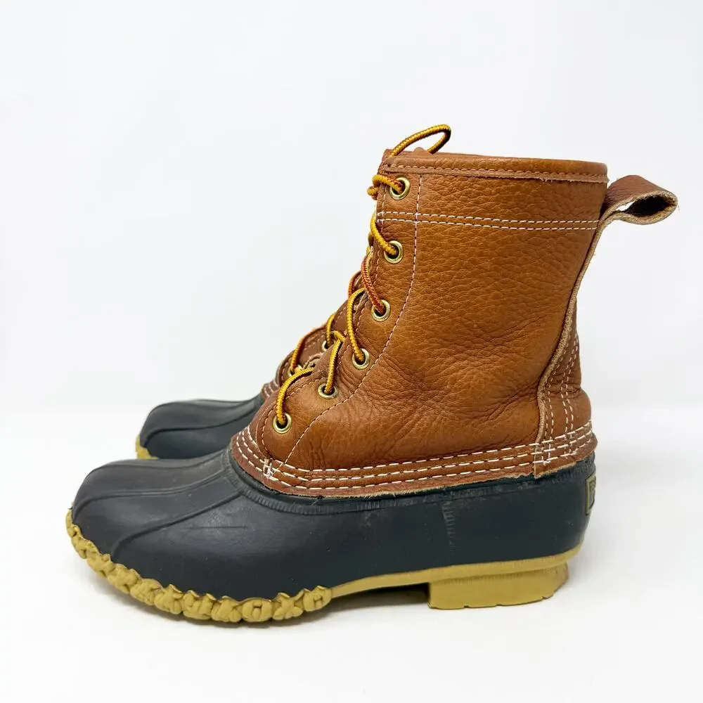 LL Bean Brown Leather & Rubber Bean Boots Duck Boot Style Women’s Size 7 EUC